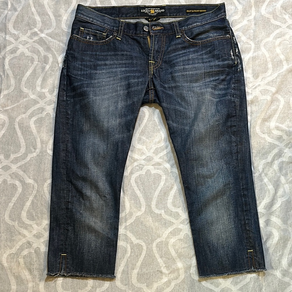 Lucky Brand Slouchy Skinny Blue Jean Long Shorts Size 4/27